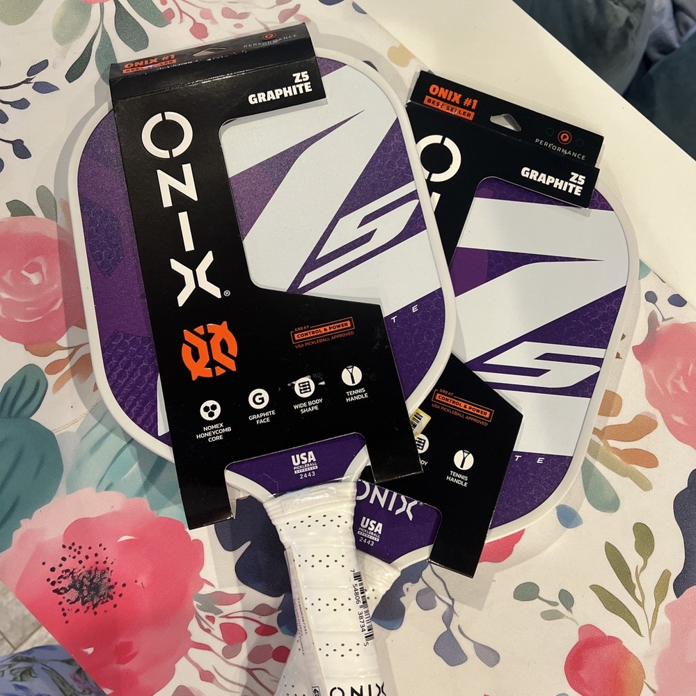 Onix 15.5" Z5 Wide Body Pickleball Paddle - Graphite, Stiff Flex - PURPLE Set 2